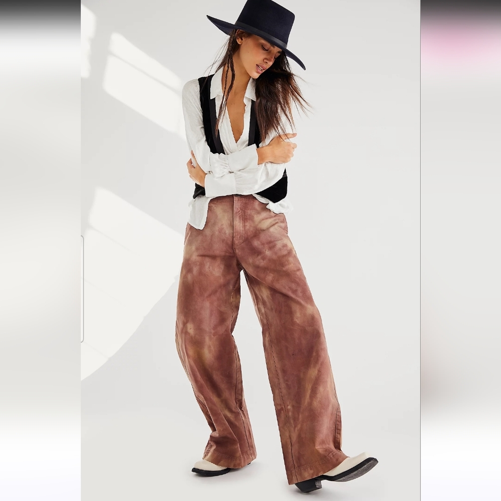 Free People Brown Wide Leg Pants